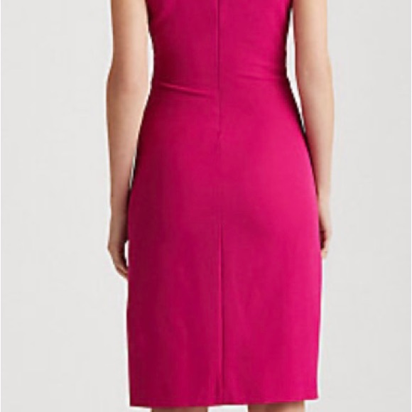 Ralph Lauren-Lauren Crepe Surplice Dress Fuchsia Size 8. - Picture 4 of 5